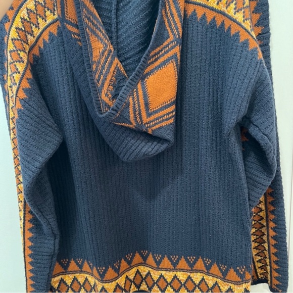 LUCKY BRAND Aztec Boho Hooded Cardigan Sweater size S - Picture 6 of 8